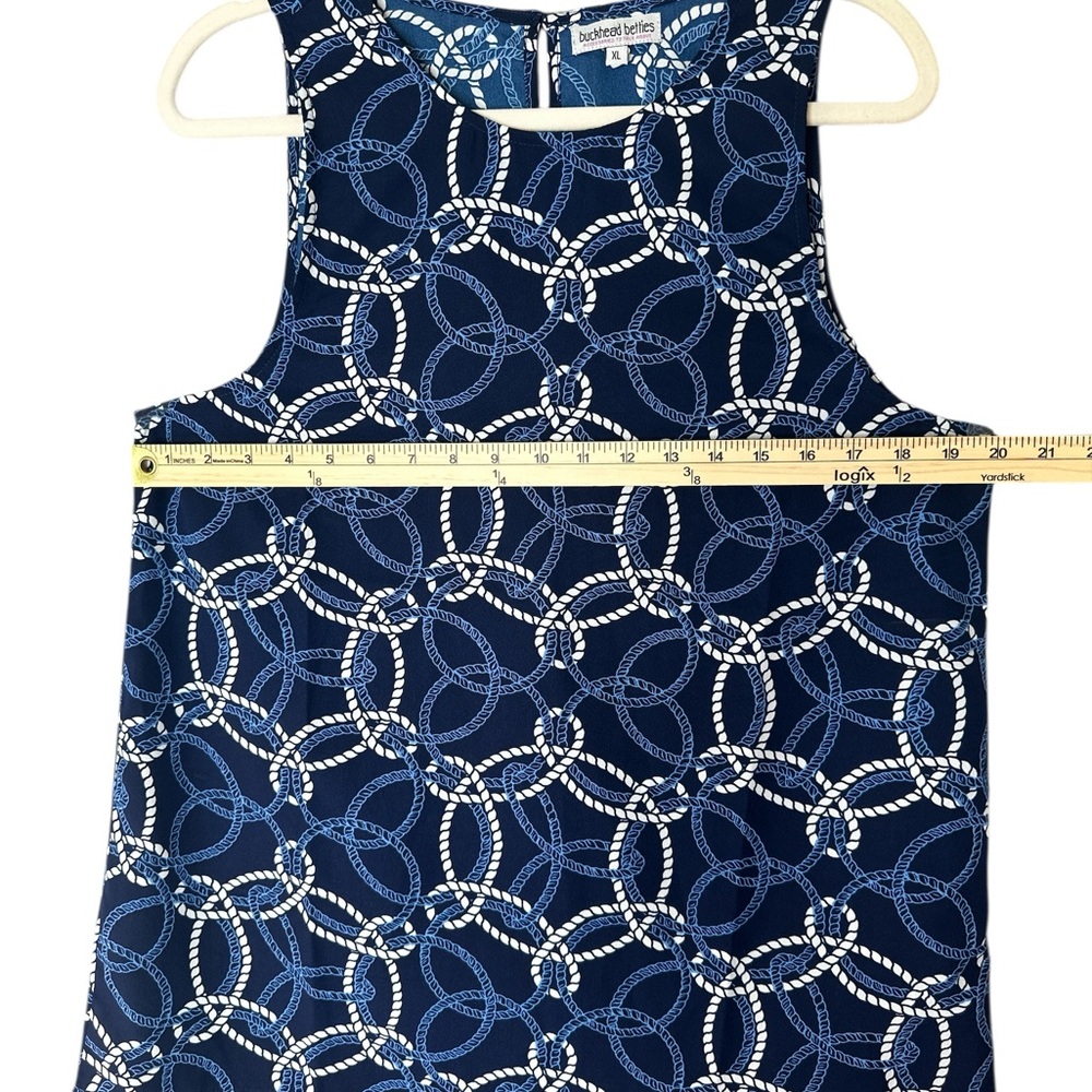 Buckhead Betties Navy Blue & White Nautical Print Sleveless Top, Women's Size XL - Picture 3 of 7